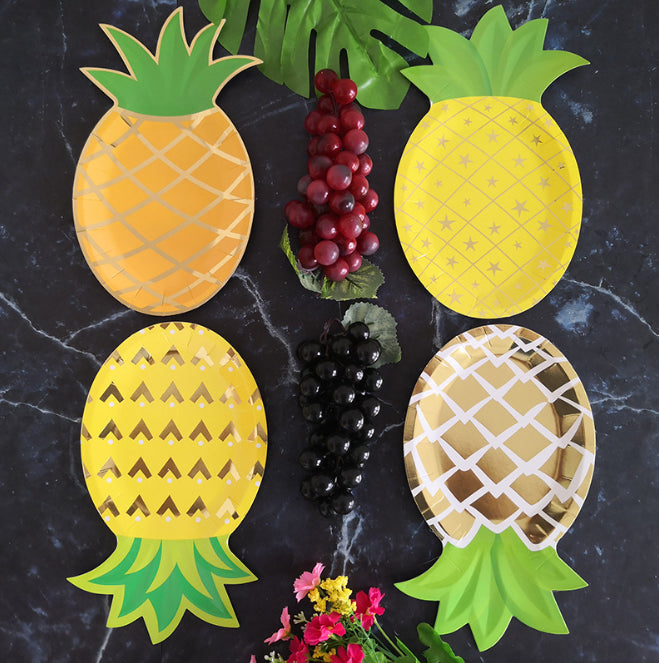 8PCs 25*14cm Pineapple Fruit Shape Paper Plate Tableware Decorations Party Wedding Dinner Disposable Plates