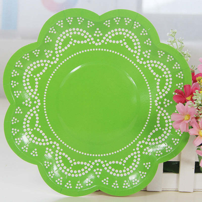 12PCs 8" Flower Shape Paper Plates Picnic Dinner Party Wedding Tableware Decoration Disposable Plates