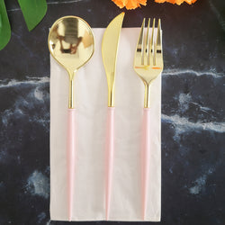 4PCs Dinnerware Plastic Disposable Cutlery Knife Fork Spoon Napkin Tableware Set Wedding Baby Shower Birthday Party Supplies Decorations