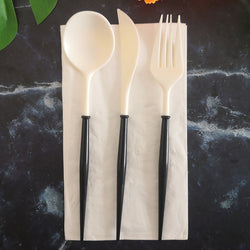 4PCs Dinnerware Plastic Disposable Cutlery Knife Fork Spoon Napkin Tableware Set Wedding Baby Shower Birthday Party Supplies Decorations