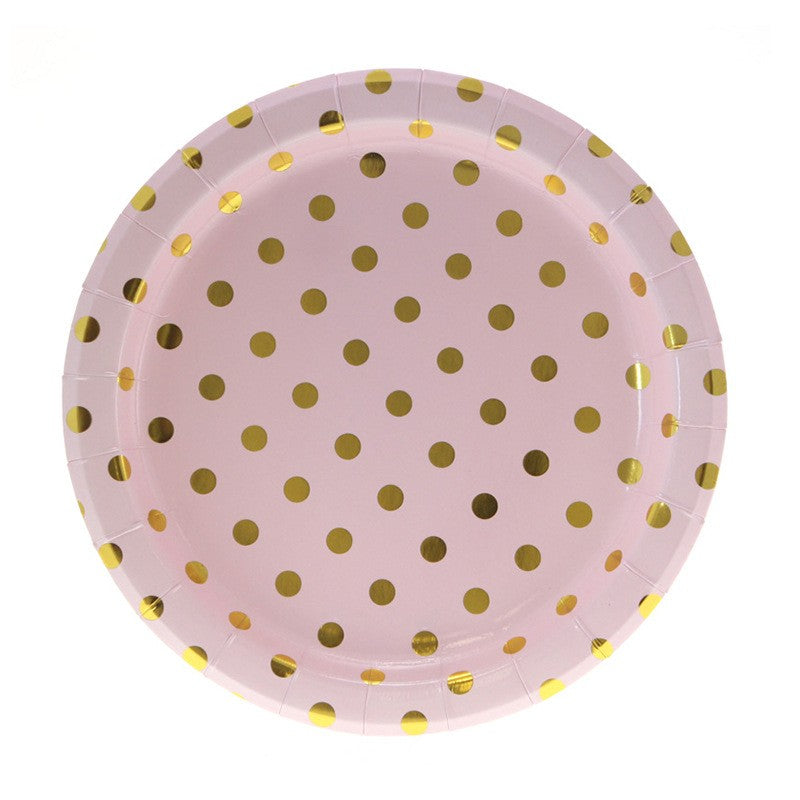 Gliding Dots Pink 9 inch Disposable Paper Plates * 8PCs