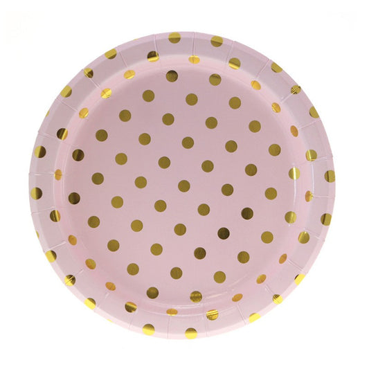 Gliding Dots Pink 9 inch Disposable Paper Plates * 8PCs