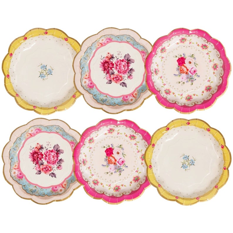 8PCs 7 inch Spring Flower Paper Plates for Picnic Dinner Party Wedding Disposable Plates