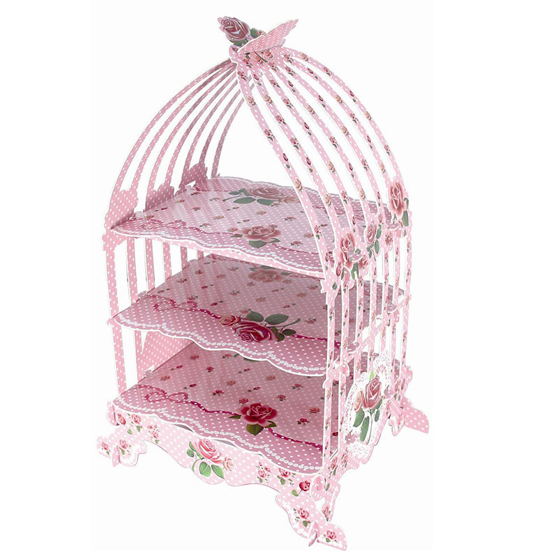 3 Tier Flower Birdcage Cupcake Stand Paper Display Dessert Tower Holder Wedding Birthday Party Supplies Decoration