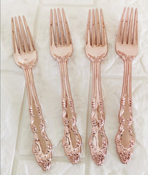 8PCs Golden Silver Plastic Disposable Cutlery Knife Forks Spoons Tableware Set Birthday Party Supplies Decorations