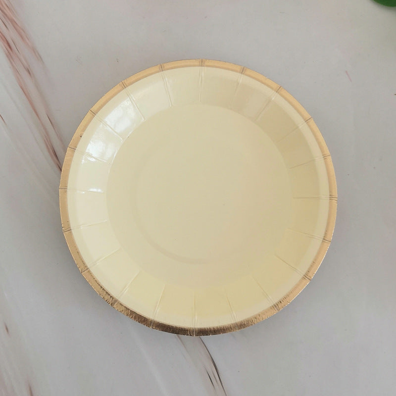 8PCs Golden Rim Round 4 inch Small Paper Plates Cake Dessert Picnic Wedding Birthday Party Supplies Disposable Plates