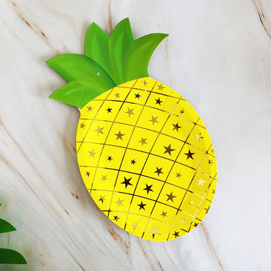 8PCs 8 Inch Cute Pineapple Shape Paper Plate Tableware Decorations for Kids Party Dinner Disposable Plates