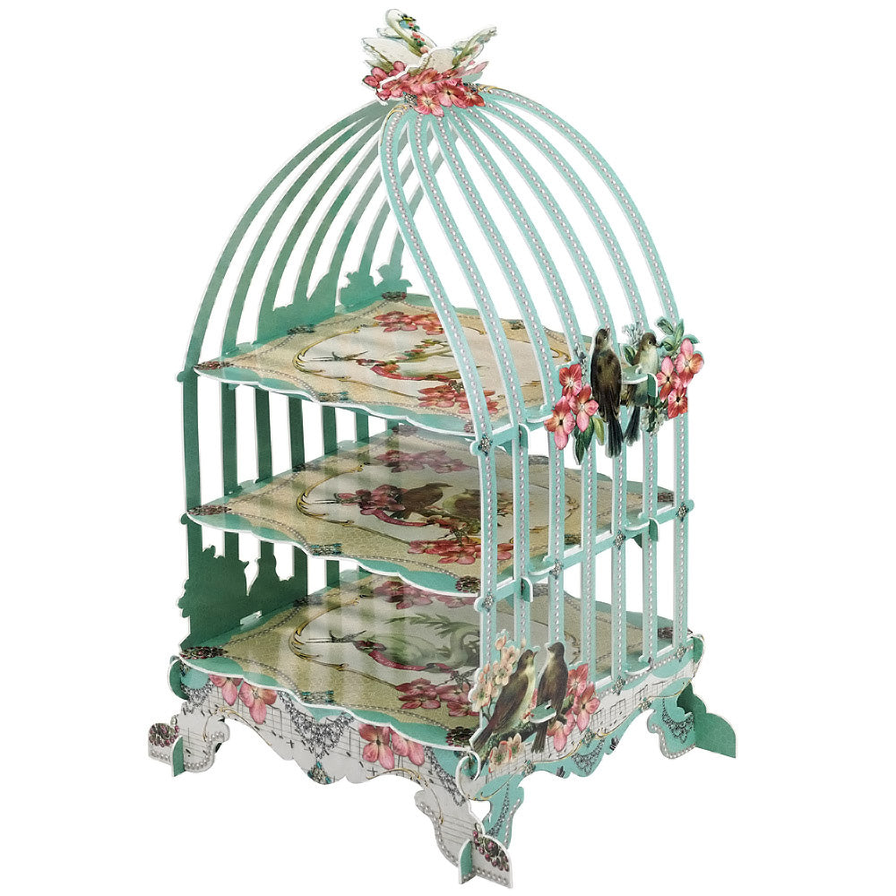 3 Tier Flower Birdcage Cupcake Stand Paper Display Dessert Tower Holder Wedding Birthday Party Supplies Decoration