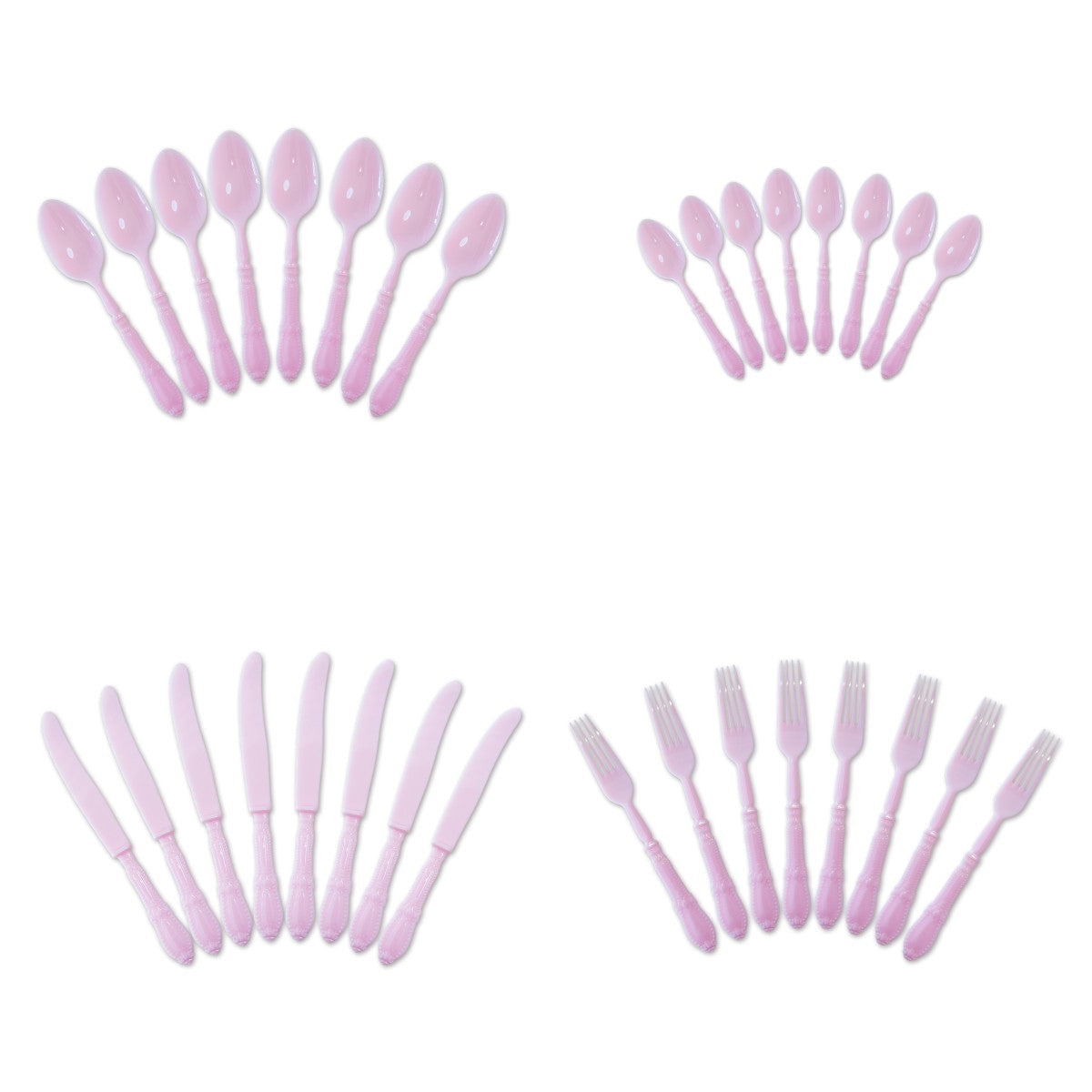 8PCs Solid Color Plastic Disposable Cutlery Knife Forks Spoons Tableware Set Wedding Birthday Party Supplies Decorations