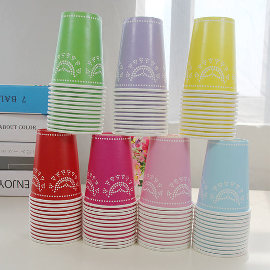 12PCs Lace Flower Disposable Paper Cups 270ml Tableware Wedding Baby Shower Birthday Party Supplies Decoration Paper Cup