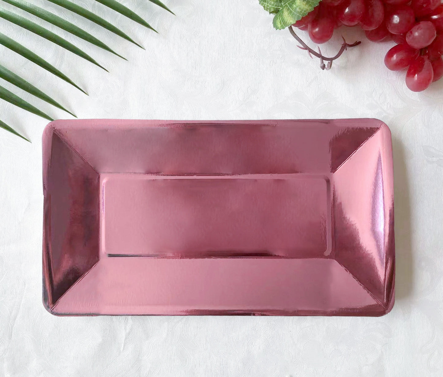 8PCs 23*13cm Rectangle Metallic Colors Paper Plates Tableware Decorations Dinner Party Wedding Disposable Plates