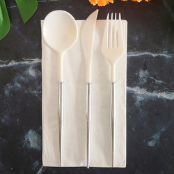 4PCs Dinnerware Plastic Disposable Cutlery Knife Fork Spoon Napkin Tableware Set Wedding Baby Shower Birthday Party Supplies Decorations