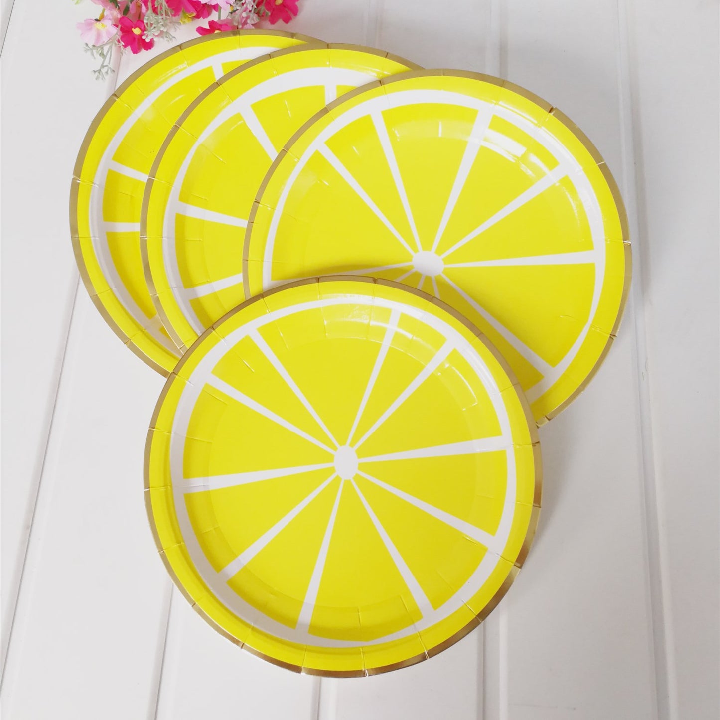 Yellow Lemon Round Paper Plates Heavy Duty 9 inch Disposable Party Supplies * 8PCs