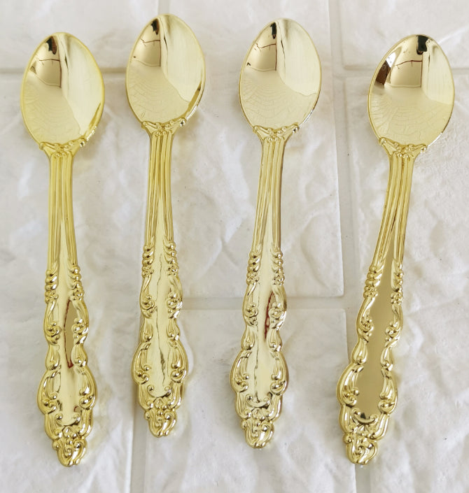 8PCs Golden Silver Plastic Disposable Cutlery Knife Forks Spoons Tableware Set Birthday Party Supplies Decorations