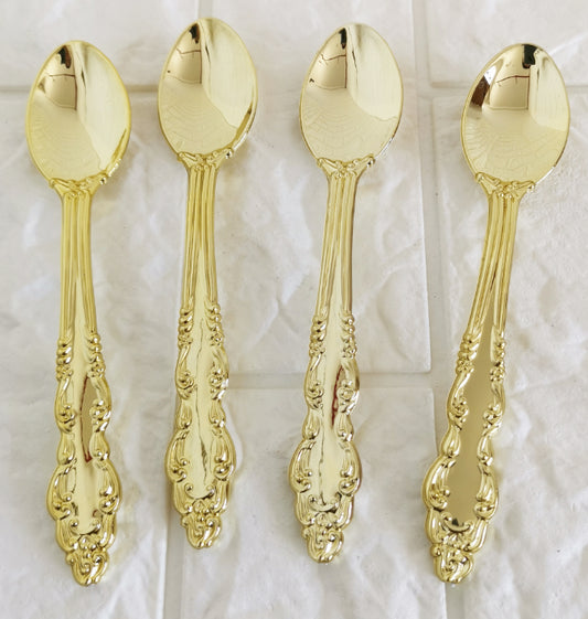 8PCs Golden Silver Plastic Disposable Cutlery Knife Forks Spoons Tableware Set Birthday Party Supplies Decorations
