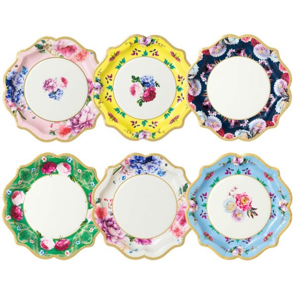 8PCs 9" Vintage Flower Large Paper Plates Spring Summer Tableware Decorations Party Wedding Dinner Disposable Plate