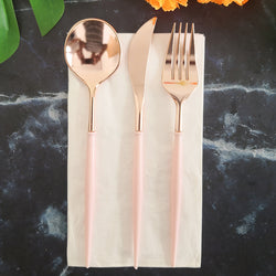 4PCs Dinnerware Plastic Disposable Cutlery Knife Fork Spoon Napkin Tableware Set Wedding Baby Shower Birthday Party Supplies Decorations