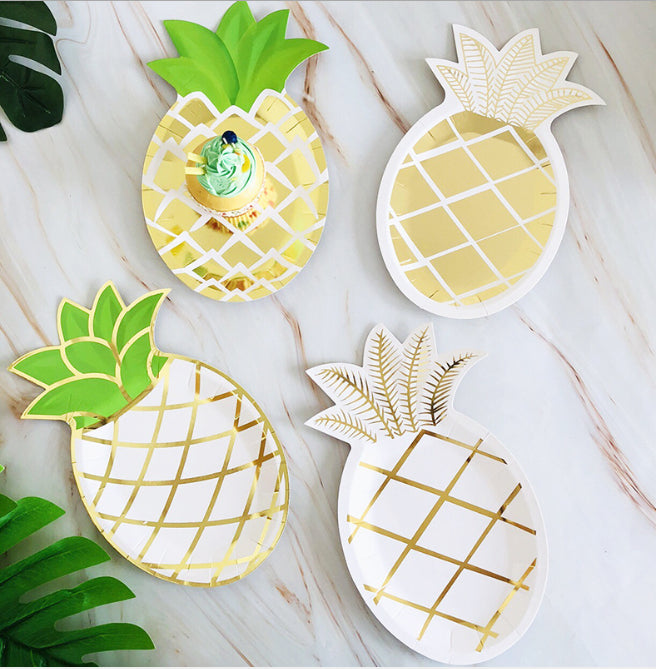 8PCs 25*14cm Pineapple Fruit Shape Paper Plate Tableware Decorations Party Wedding Dinner Disposable Plates