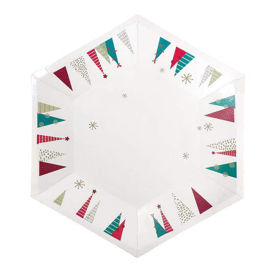 Merry Christmas 8/10 inch Hexagon White Paper Plate Heavy Duty * 8PCs