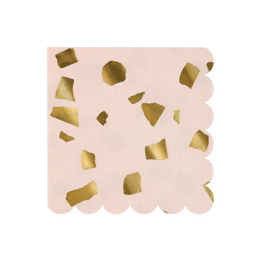 16PCs Gilding Pink Paper Napkins Disposable Decorative Gold 25*25cm