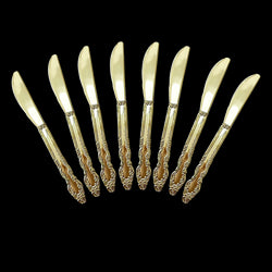 8PCs Golden Silver Plastic Disposable Cutlery Knife Forks Spoons Tableware Set Birthday Party Supplies Decorations