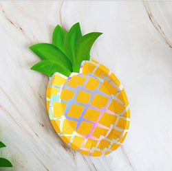 8PCs 8 Inch Cute Pineapple Shape Paper Plate Tableware Decorations for Kids Party Dinner Disposable Plates