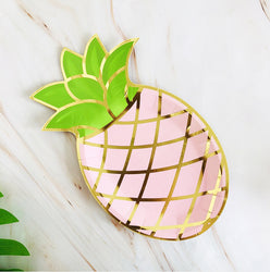 8PCs 8 Inch Cute Pineapple Shape Paper Plate Tableware Decorations for Kids Party Dinner Disposable Plates