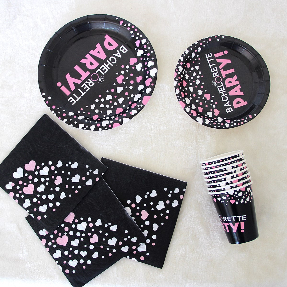 Bachelorette Party Supplies Decorations Paper Plates and Cups and Napkins Tableware Sets for 8