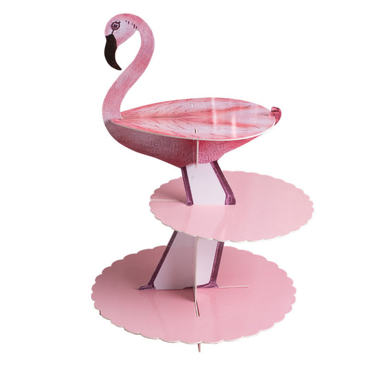 Flamingo Cake Stand Paper Display Dessert Tower 3 Tier Holder Wedding Party Supplies
