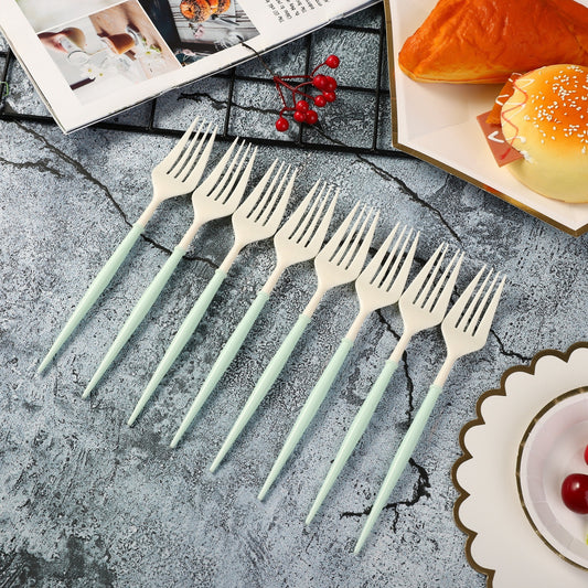 8PCs Plastic Disposable Cutlery Knife Forks Spoons Tableware Set Wedding Baby Shower Birthday Party Supplies Decorations