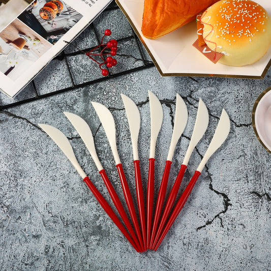 8PCs Disposable Cutlery Plastic Knives Fork Spoon Party Supplies Camping BBQ Wedding Outdoor Activities Decoration