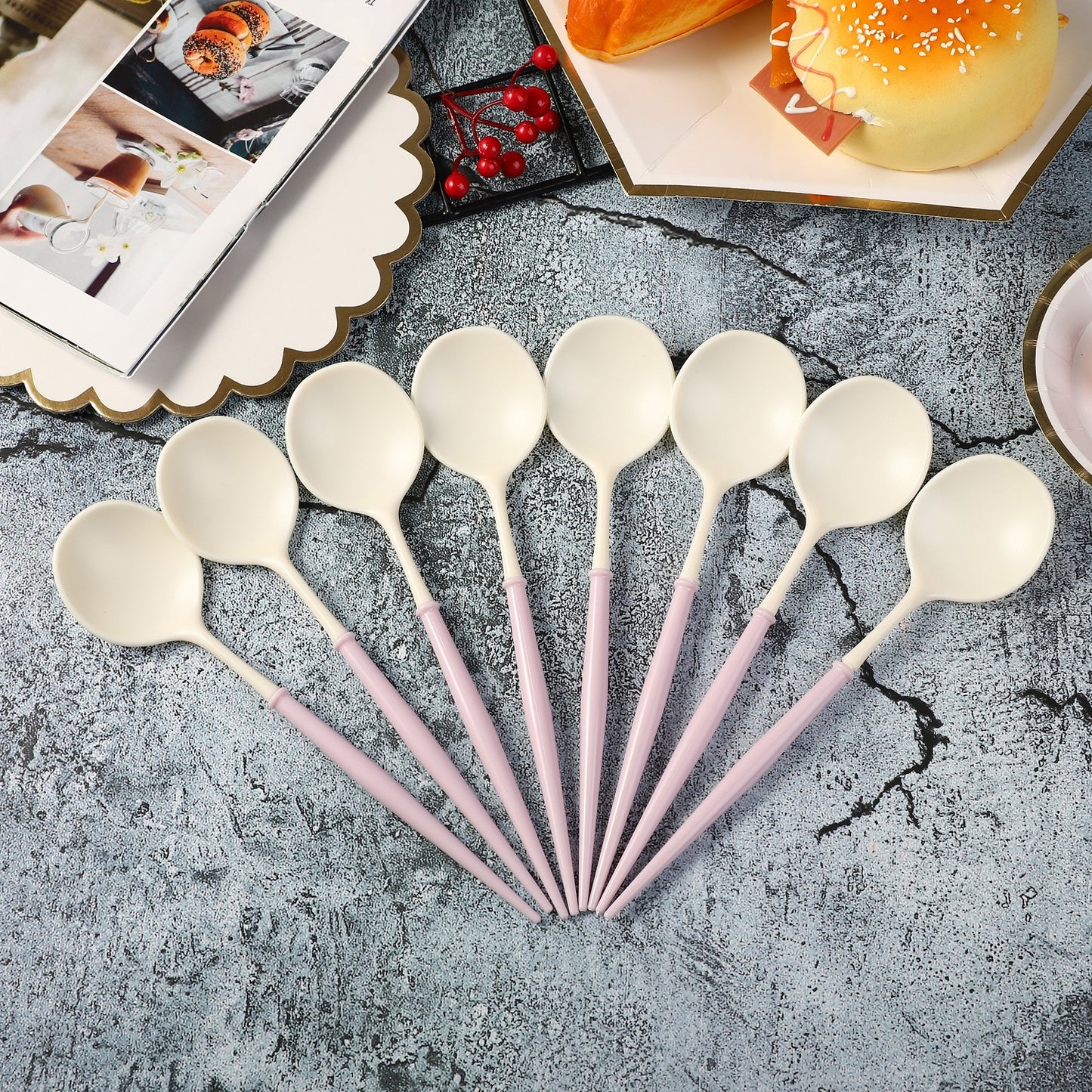 NEW 8PCs Disposable Cutlery Plastic Knife Forks Spoons Party Supplies Camping BBQ Wedding Outdoor Party Decoration