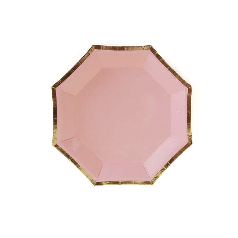 8PCs 4" Octagonal Paper Plates Golden Edge Birthday Party Wedding Decoration Disposable Mini Plate