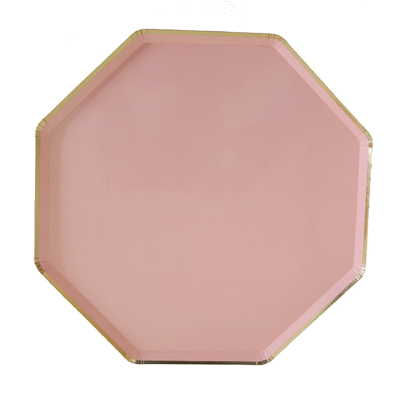 8PCs 10" Octagon Gold Edge Paper Plates Spring Outing Dinner Party Wedding Tableware Disposable Plates