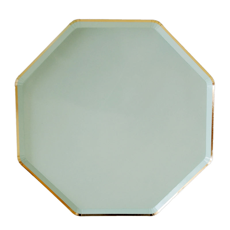 8PCs 10" Octagon Gold Edge Paper Plates Spring Outing Dinner Party Wedding Tableware Disposable Plates