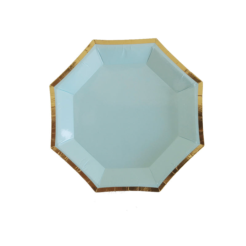 8PCs 4" Octagonal Paper Plates Golden Edge Birthday Party Wedding Decoration Disposable Mini Plate