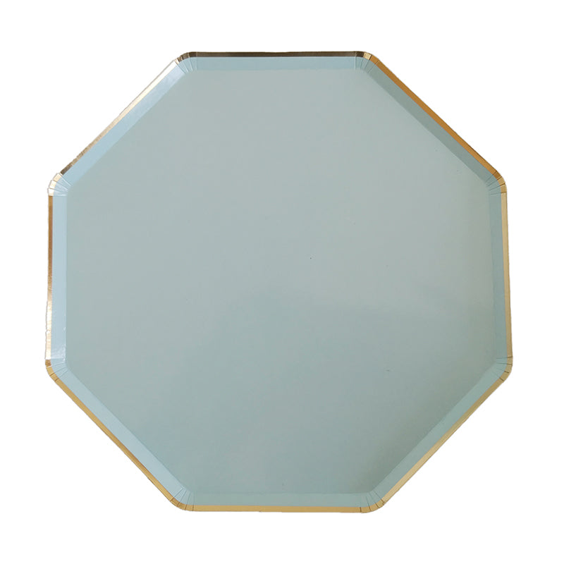 8PCs 10" Octagon Gold Edge Paper Plates Spring Outing Dinner Party Wedding Tableware Disposable Plates