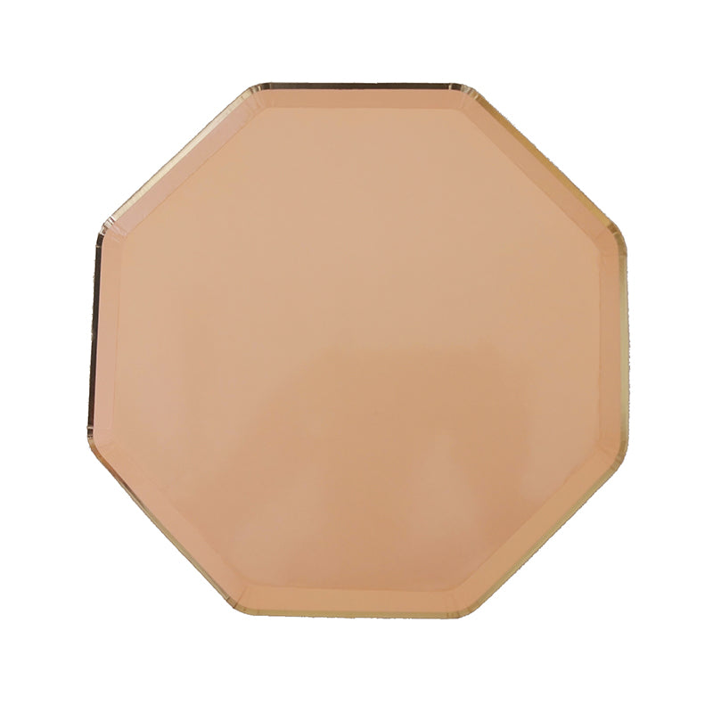 8PCs 8" Octagon Gold Edge Paper Plates Dinner Party Wedding Tableware Decoration Disposable Plates