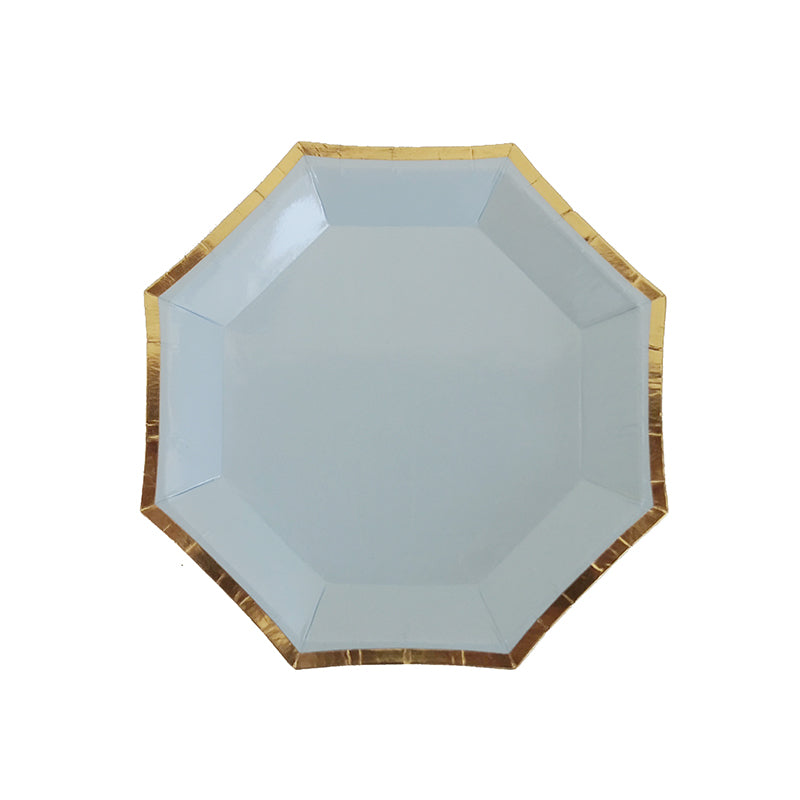 8PCs 4" Octagonal Paper Plates Golden Edge Birthday Party Wedding Decoration Disposable Mini Plate