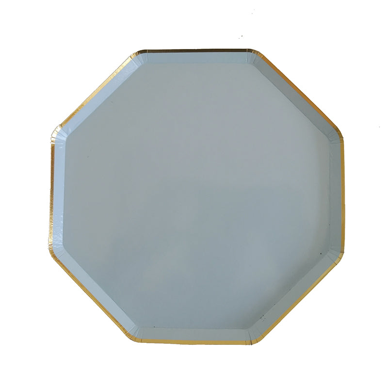 8PCs 8" Octagon Gold Edge Paper Plates Dinner Party Wedding Tableware Decoration Disposable Plates