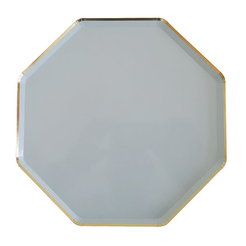 8PCs 10" Octagon Gold Edge Paper Plates Spring Outing Dinner Party Wedding Tableware Disposable Plates