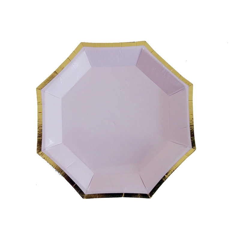 8PCs 4" Octagonal Paper Plates Golden Edge Birthday Party Wedding Decoration Disposable Mini Plate