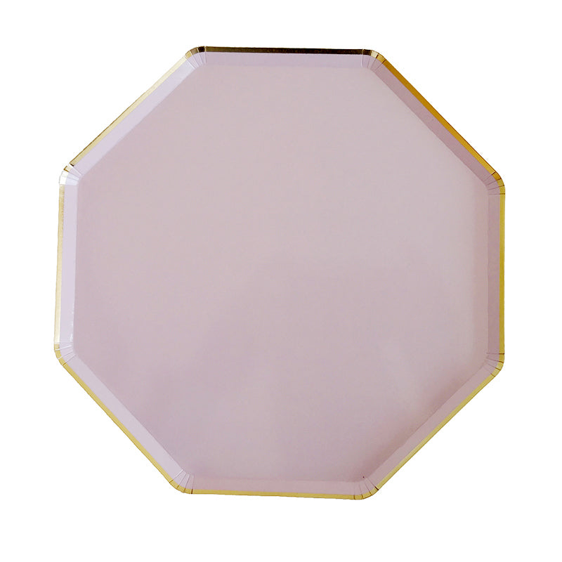 8PCs 10" Octagon Gold Edge Paper Plates Spring Outing Dinner Party Wedding Tableware Disposable Plates