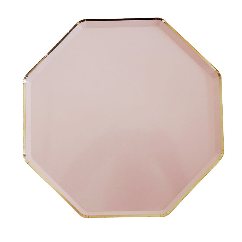 8PCs 10" Octagon Gold Edge Paper Plates Spring Outing Dinner Party Wedding Tableware Disposable Plates