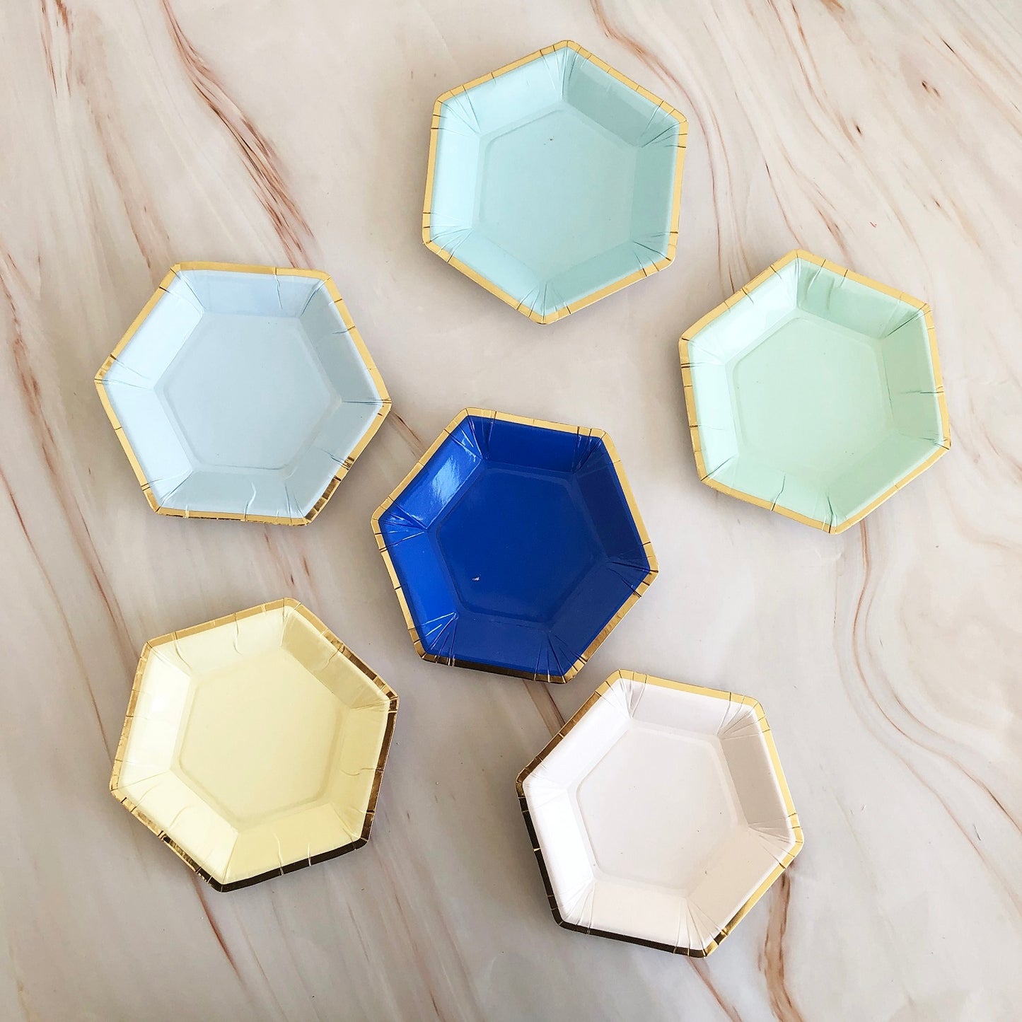 8PCs Mini Hexagon Golden Rim Disposable Paper Plates 4 inch Party Supplies