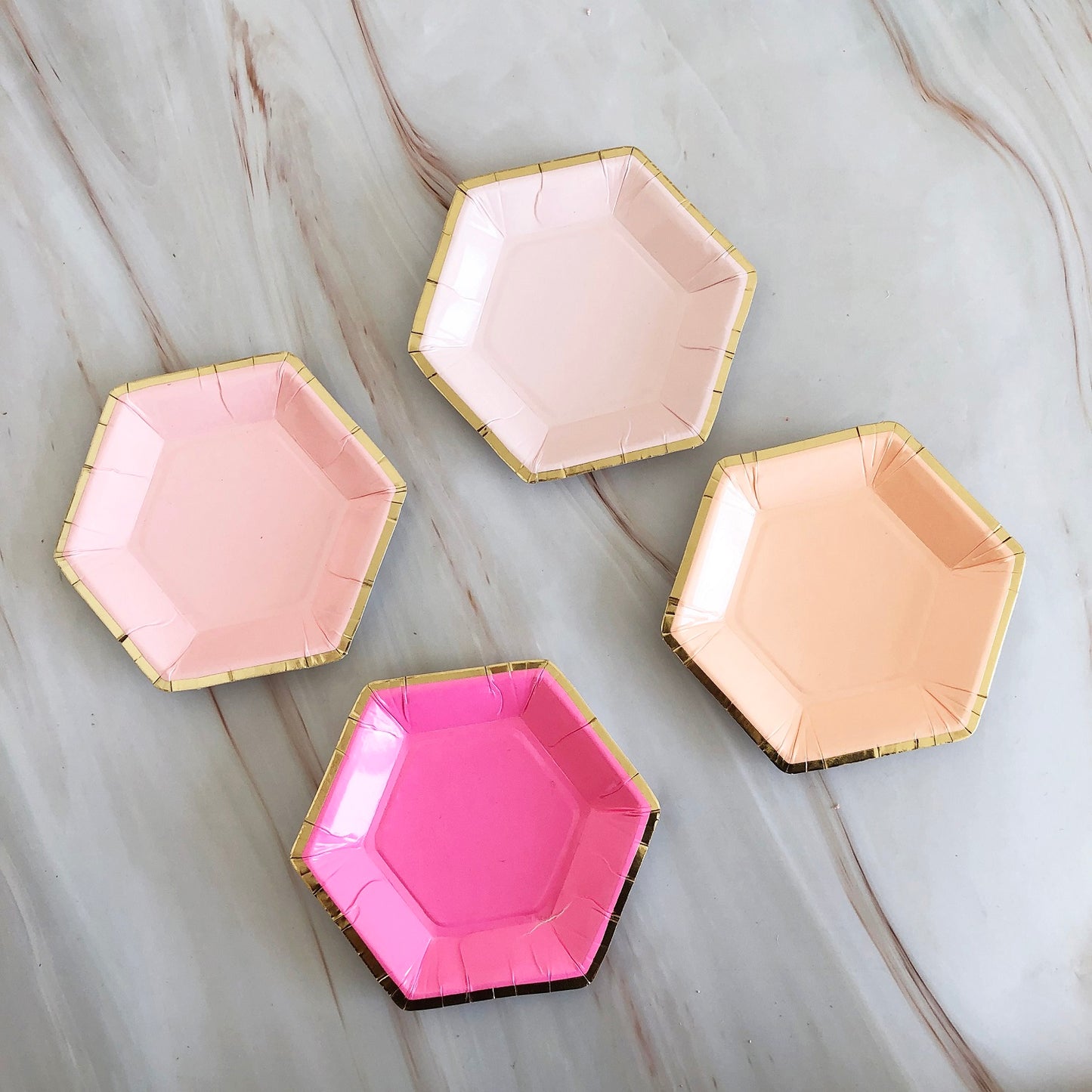 8PCs Mini Hexagon Golden Rim Disposable Paper Plates 4 inch Party Supplies