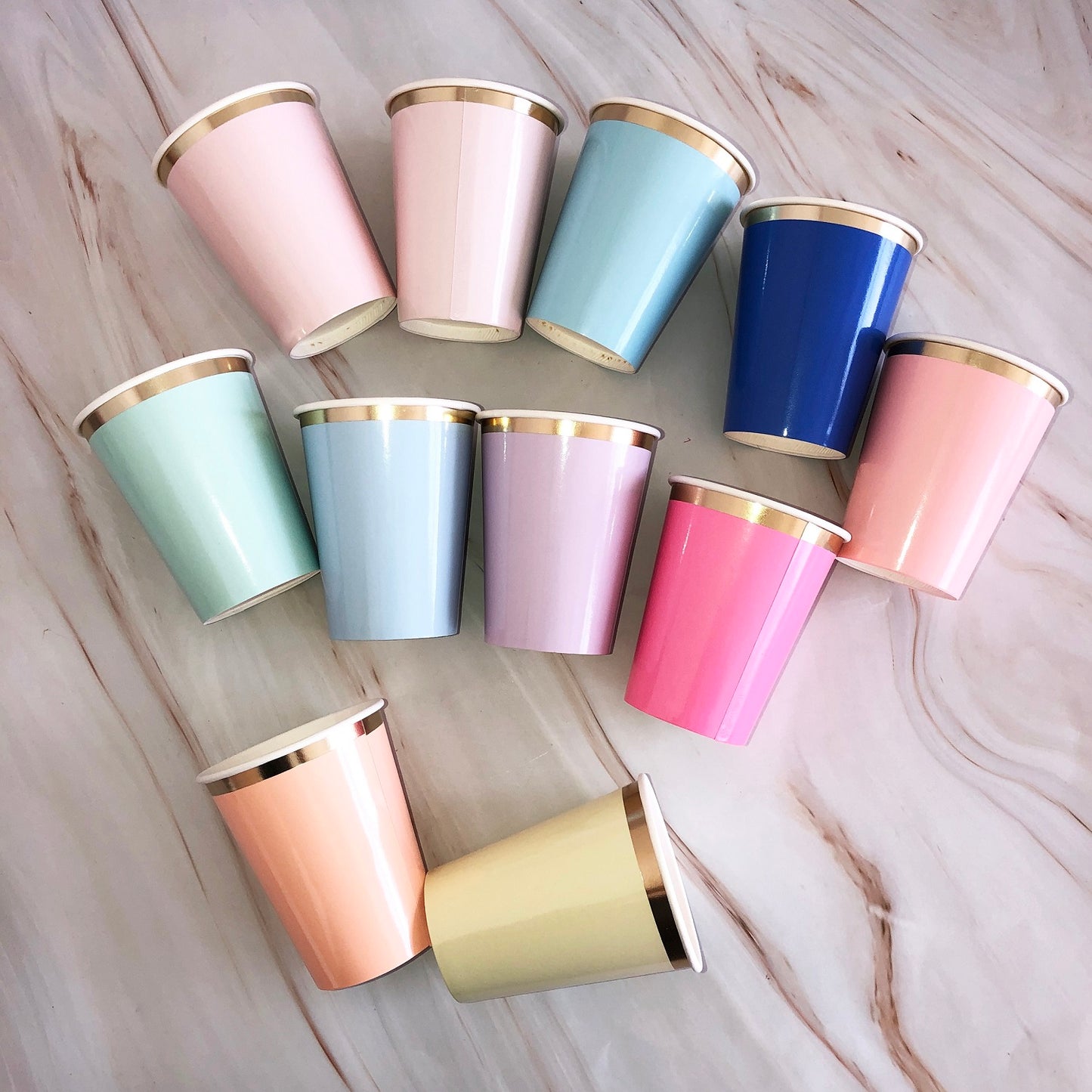 8PCs Golden Rim Paper Cups Disposable Tableware Party Supplies 270ml