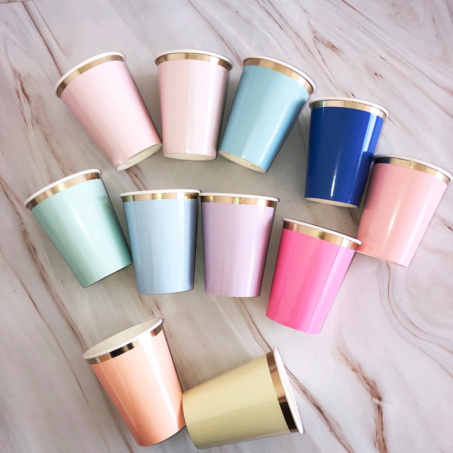 8PCs Golden Rim Paper Cups Disposable Tableware Party Supplies 270ml