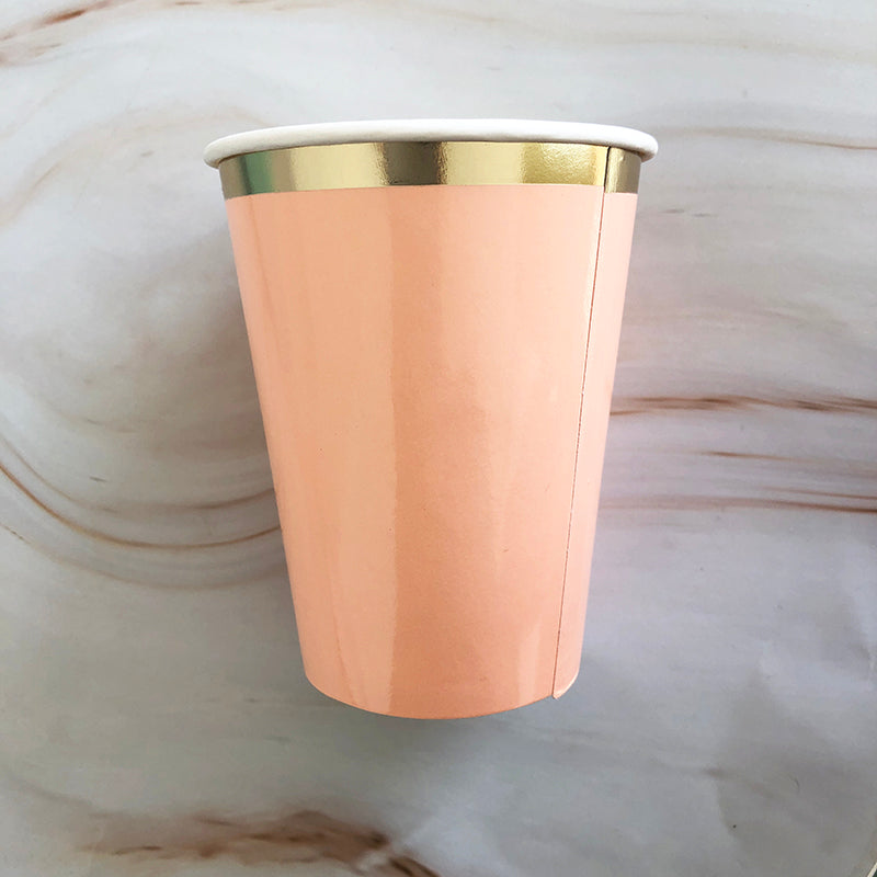 8PCs Gold Edge Disposable Paper Cups 270ml Tableware Wedding Baby Shower Birthday Party Supplies Decoration Paper Cup