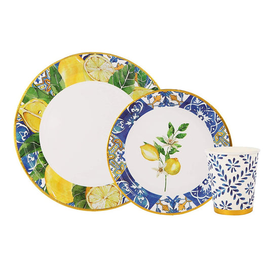 Lemon Theme Party Supplies Decorations Paper Plates and Cups and Napkins Tableware Sets for 8